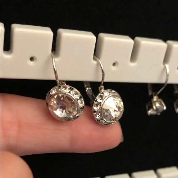 Dazzling Silver tone Crystal Drop Earrings - Picture 3 of 4